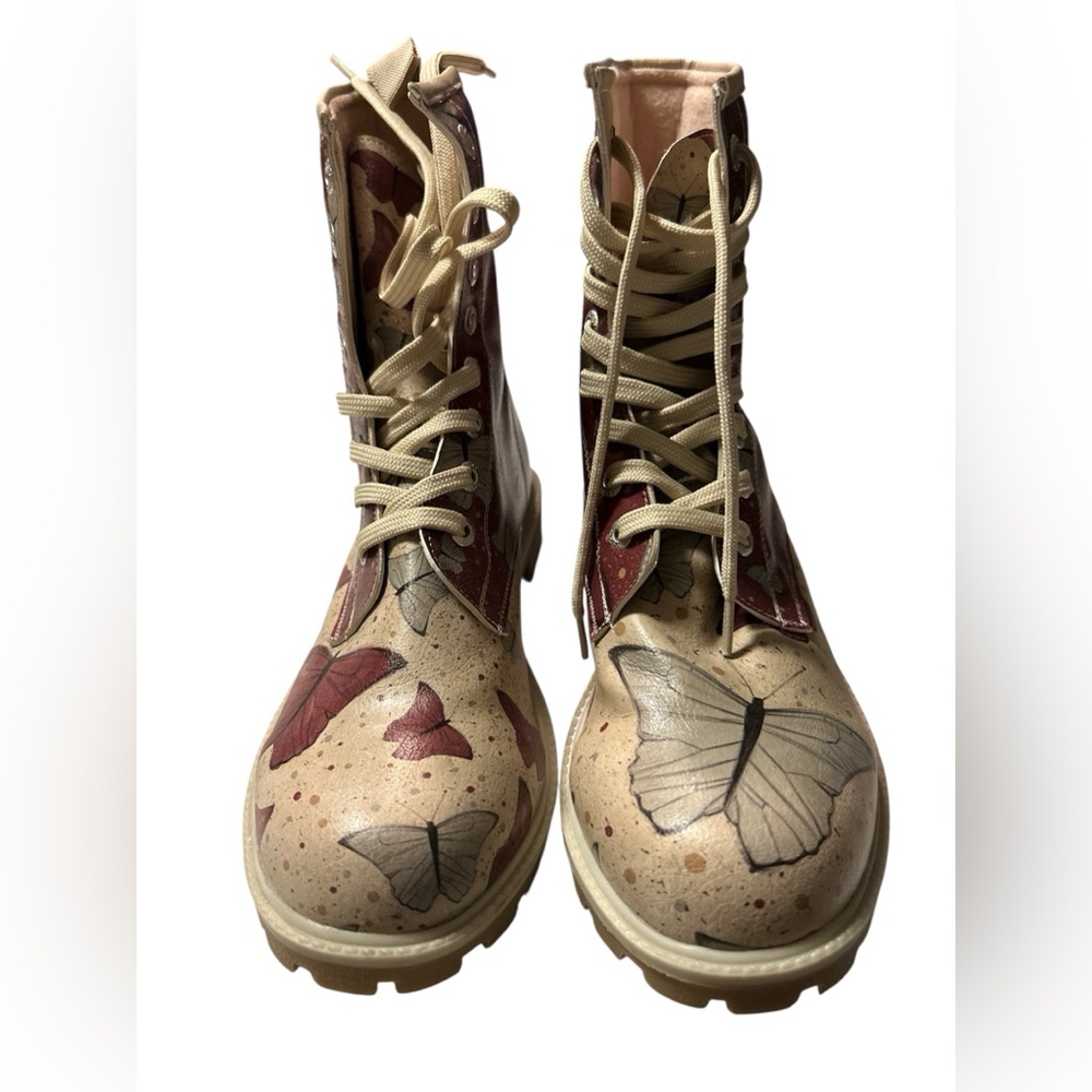 Dogo European Vegan Leather Butterfly Pattern High Boots
